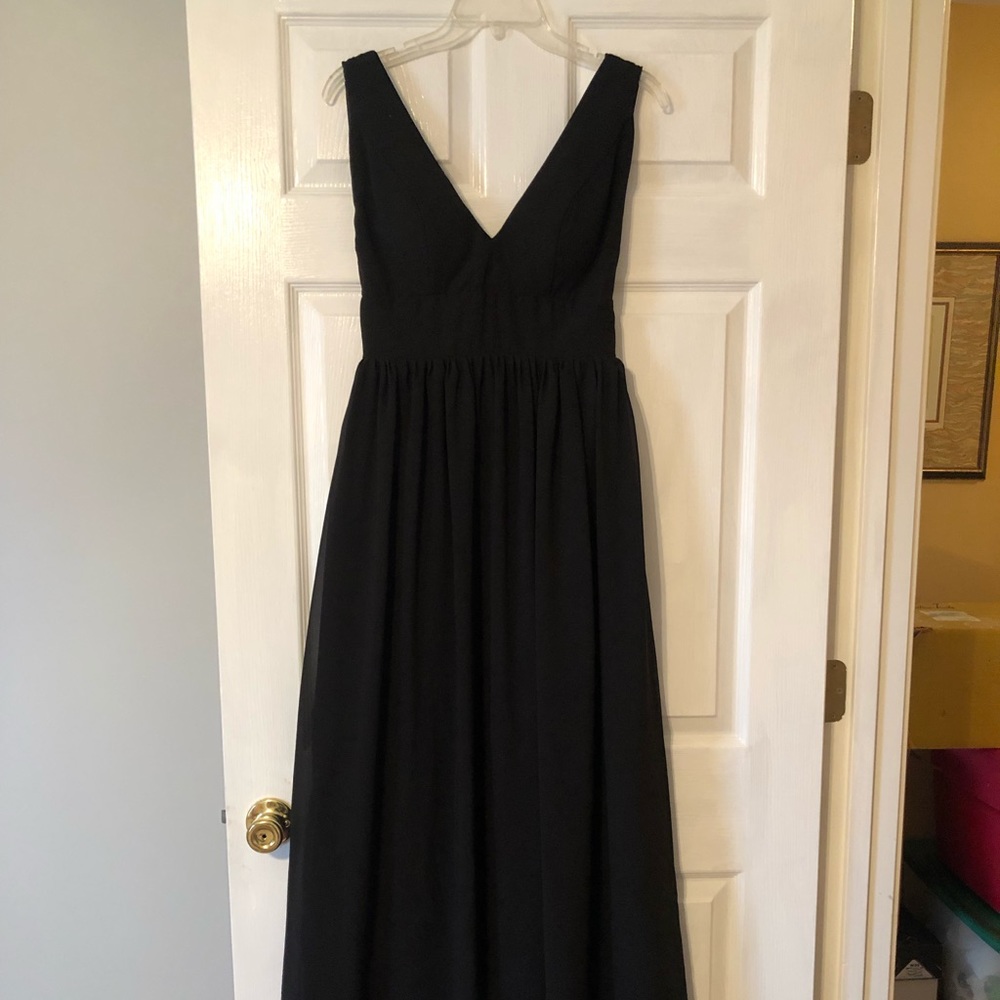 Black v neck bridesmaid dress